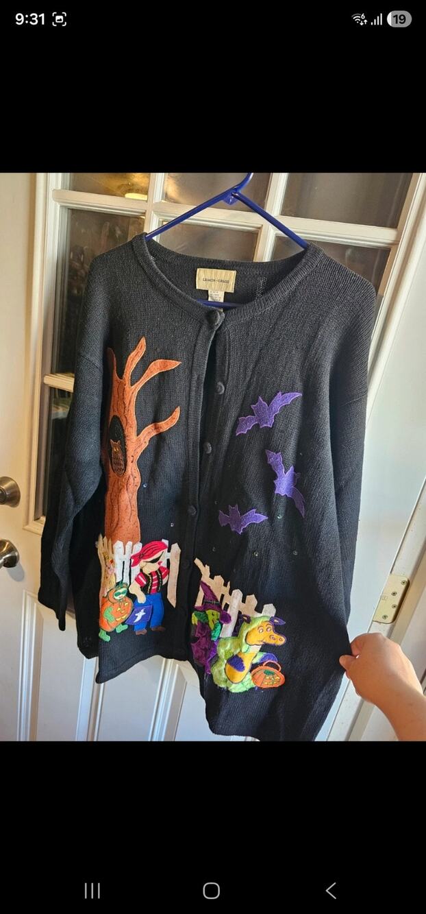 vintage Lemon Grass Halloween trick-or-treater cardigan size 1X